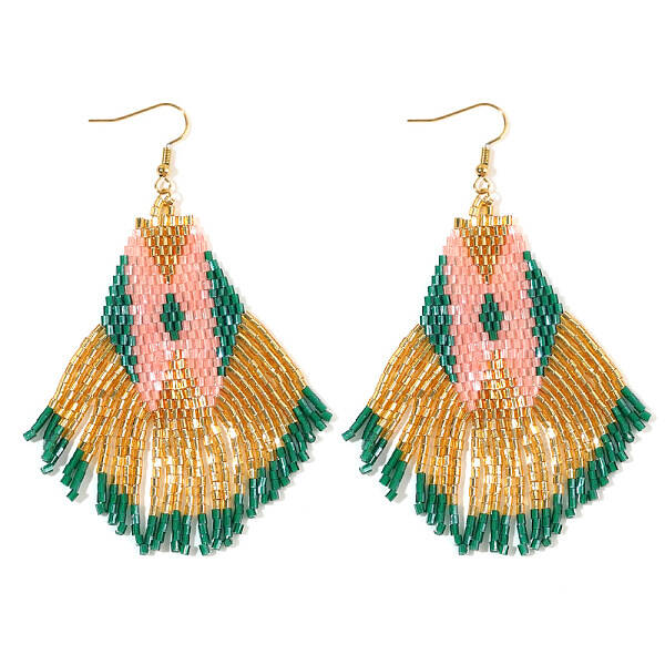 Colorful Glass Seed Beads Tassel Dangle Earrings