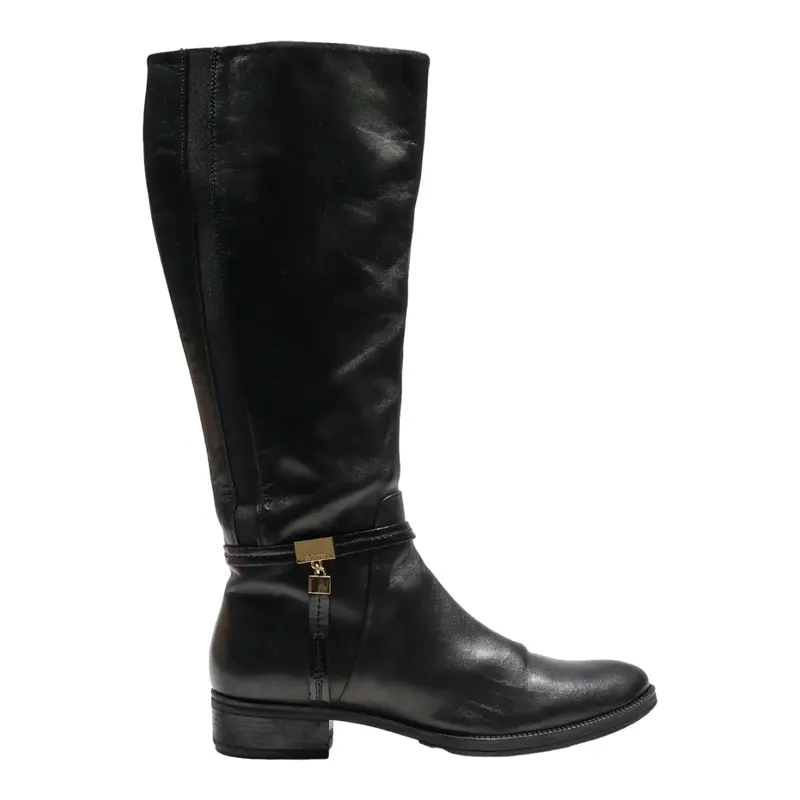 GEOX High Boots Black Leather Womens UK 7