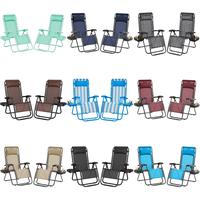 Yaheetech 2pcs Zero Gravity Recliners, Outdoor Patio Reclining Lounge Chair with Cupholder/Pillow, Set of 2 Foldable Lounge C...