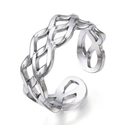 Non-Tarnish 304 Stainless Steel Wave Open Cuff Ring