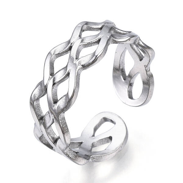 Non-Tarnish 304 Stainless Steel Wave Open Cuff Ring