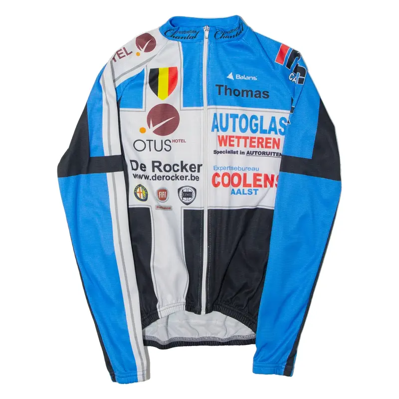 BALANS Cycling Full Zip Mens Jersey Blue Long Sleeve XS