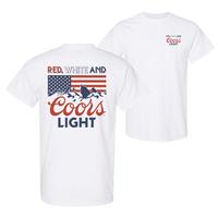 Red White And Coors Light Flag Tshirt, 4th of July Graphic Tees For Women, Patriots Style, Beer Shirts, Womenswear, Women's T...