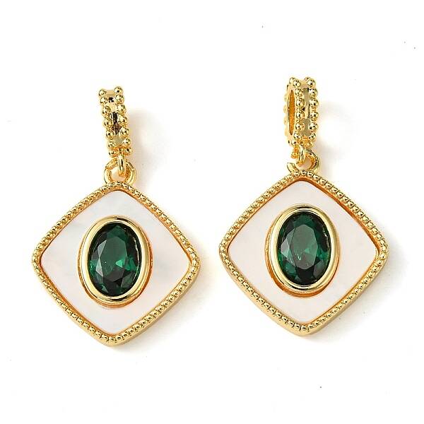 Brass Micro Pave Cubic Zirconia Pendants