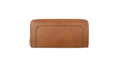 Wilton Zipped Purse Wallet in Cognac & Emerald