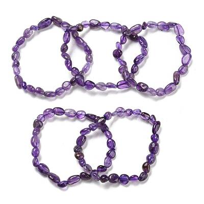 Natural Amethyst Bead Stretch Bracelets