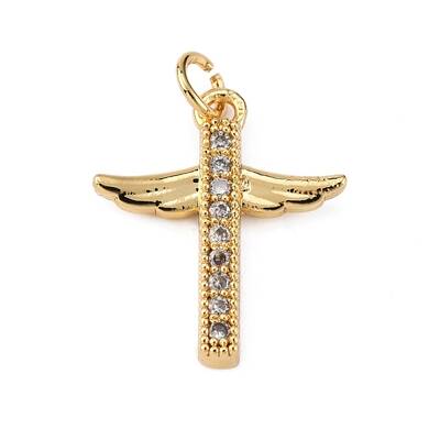 Brass Micro Pave Clear Cubic Zirconia Pendants
