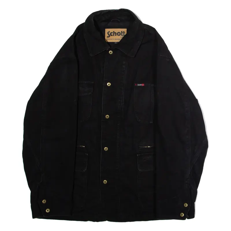 SCHOTT Mens Chore Coat Black Canvas L