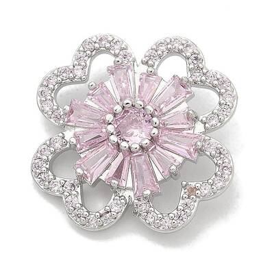 Rack Plating Brass Micro Pave Cubic Zirconia Buttons