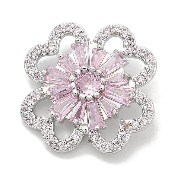 Rack Plating Brass Micro Pave Cubic Zirconia Buttons