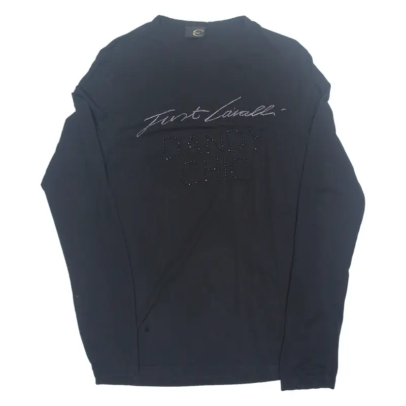 JUST CAVALLI DANDY CHIC Womens T-Shirt Black Long Sleeve M