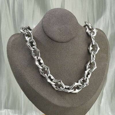 304 Stainless Steel Spiked Oval Link Chain Necklaces for Women Men