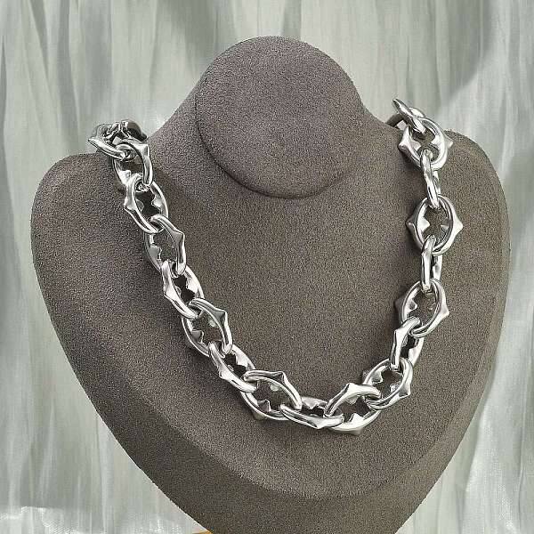 304 Stainless Steel Spiked Oval Link Chain Necklaces for Women Men