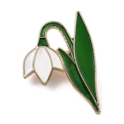 Snowdrop Flower Alloy Enamel Brooches