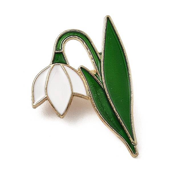 Snowdrop Flower Alloy Enamel Brooches