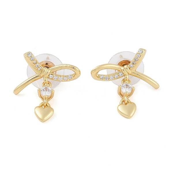 Brass Micro Pave Clear Cubic Zirconia Studs Earring for Women