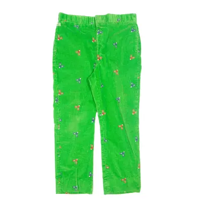 Tennis Design Corduroy Trousers Green Regular Straight Mens W36 L28