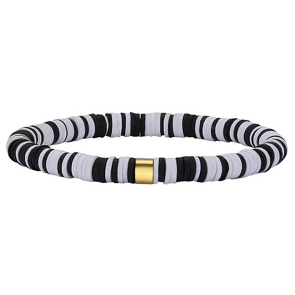 Polymer Clay Heishi Surfer Stretch Bracelet with 304 Stainless Steel Beaded