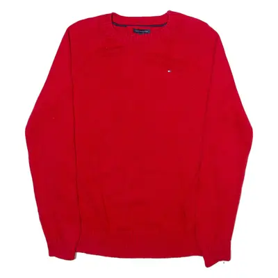 TOMMY HILFIGER Mens Jumper Red Tight Knit XL