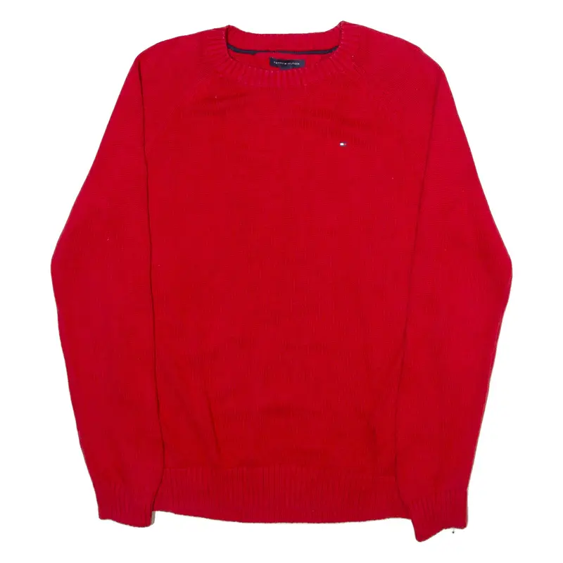 TOMMY HILFIGER Mens Jumper Red Tight Knit XL
