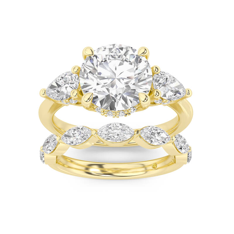 Celestia Lab Grown Round Diamond Engagement Ring with The Elara Wedding Band | 14K Yellow Gold 4 3/8 ct. tw.