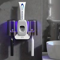 Toothbrush Holder & Toothpaste Dispenser, Wall Mounted UV Light Sterilizing Toothbrush Storage Holder, Toothpaste Dispenser, ...
