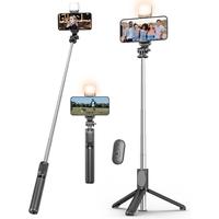 Selfie Stick with Fill Light, 40'' in Length Extendable Phone Tripod Stand with Remote Shutter, Compatible with Most Phone Wi...