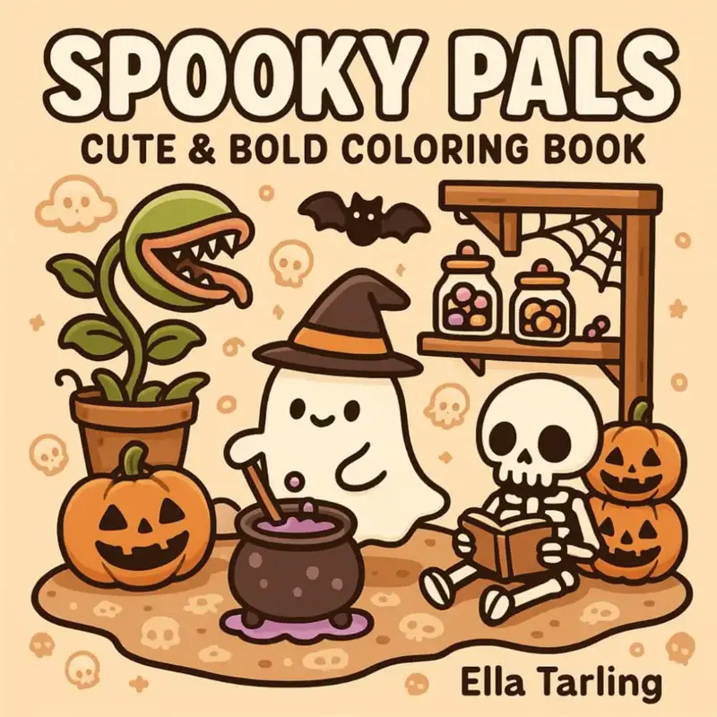 Spooky Pals – Cute & Easy Halloween Coloring Book for Kids & Adults