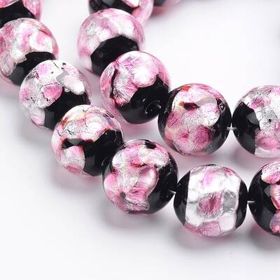 Handmade Silver Foil Glass Round Beads