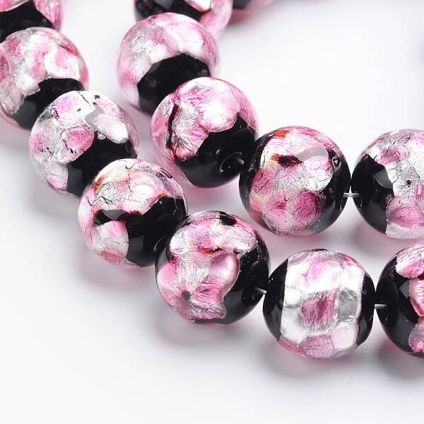 Handmade Silver Foil Glass Round Beads