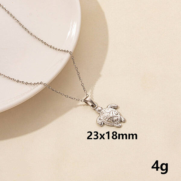 304 Stainless Steel Turtle Pendant Necklaces