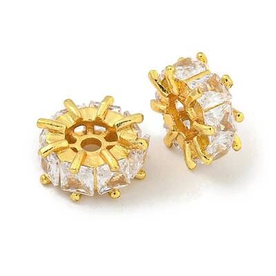 Brass Cubic Zirconia Spacer Beads