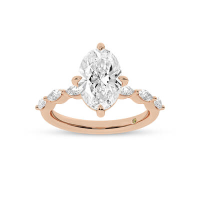 Cabo Oval Lab Grown Diamond Engagement Ring | 18K Rose Gold 3 1/10 CT. TW.