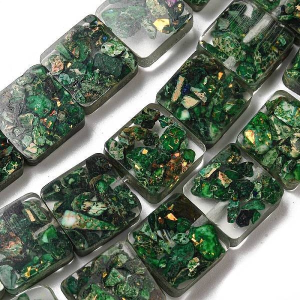 Dyed Natural Imperial Jasper with Resin Beads Strands