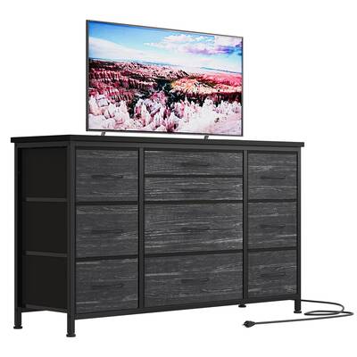 Garvee Wide Dresser with 10 Large Drawers, 55'' TV Stand, Power Outlet, Sturdy Metal Frame, Storage for Bedroom, Living Room