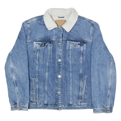 MADE TO LAST Womens Sherpa Lined Denim Jacket Blue XL