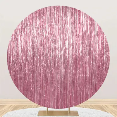 Round Rose Gold Glitter Ribbons Birthday Backdrop - Aperturee