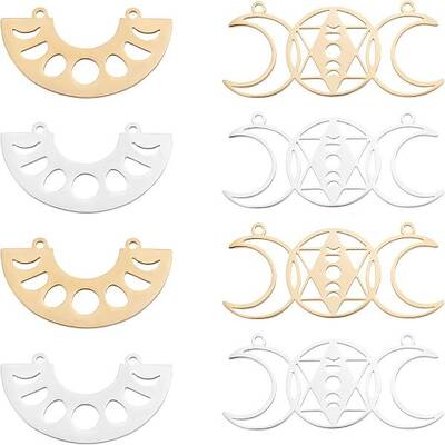 16Pcs 4 Style 201 Stainless Steel Pendant Links