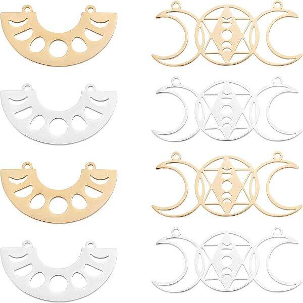 16Pcs 4 Style 201 Stainless Steel Pendant Links