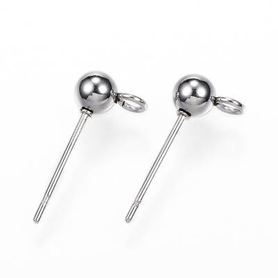 Non-Tarnish 304 Stainless Steel Ball Stud Earring Findings