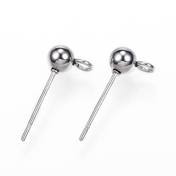 Non-Tarnish 304 Stainless Steel Ball Stud Earring Findings
