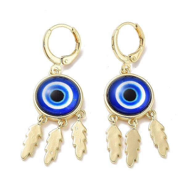 Real 18K Gold Plated Brass Feather Chandelier Earrings