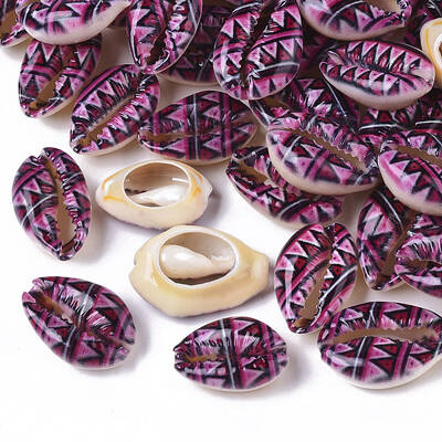 Printed Natural Cowrie Shell Beads