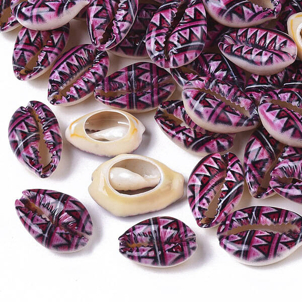 Printed Natural Cowrie Shell Beads