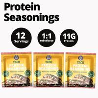 Taco Protein Seasoning - Reduced Sodium, 11g Protein Per Serving - Low Calorie - 1:1 Substitute for Normal Seasoning - Zero S...