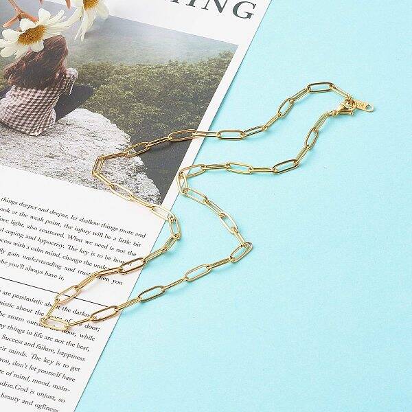 304 Stainless Steel Paperclip Chains Necklace
