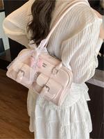 Women's Solid Color Lace Bow Decor Crossbody Bag, Fashion Purses, Fashionable Pu Leather Shoulder Bag for Daily Used, Casual ...