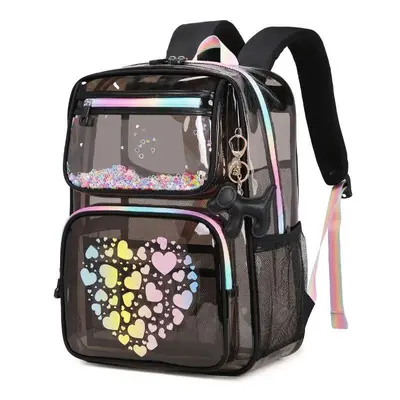 Summer-Ready Look Glitter Heart Backpack & Unicorn Keychain - Fun Storage Solution for School Travel & Everyday Fun Design wi...