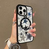 Premium Magnetic Case for iPhone11/12/13/14/15/16/promax Black five-pointed star collage y2k cased MagSafe Ready, Anti-Fall, ...