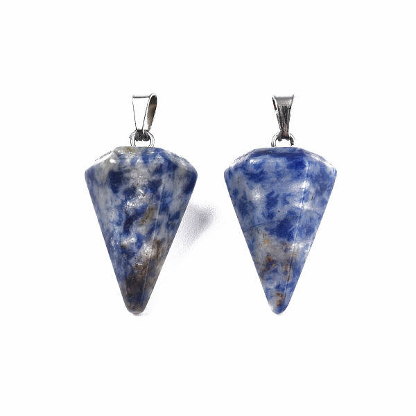 Cone/Spike/Pendulum Natural Blue Spot Jasper Pendants